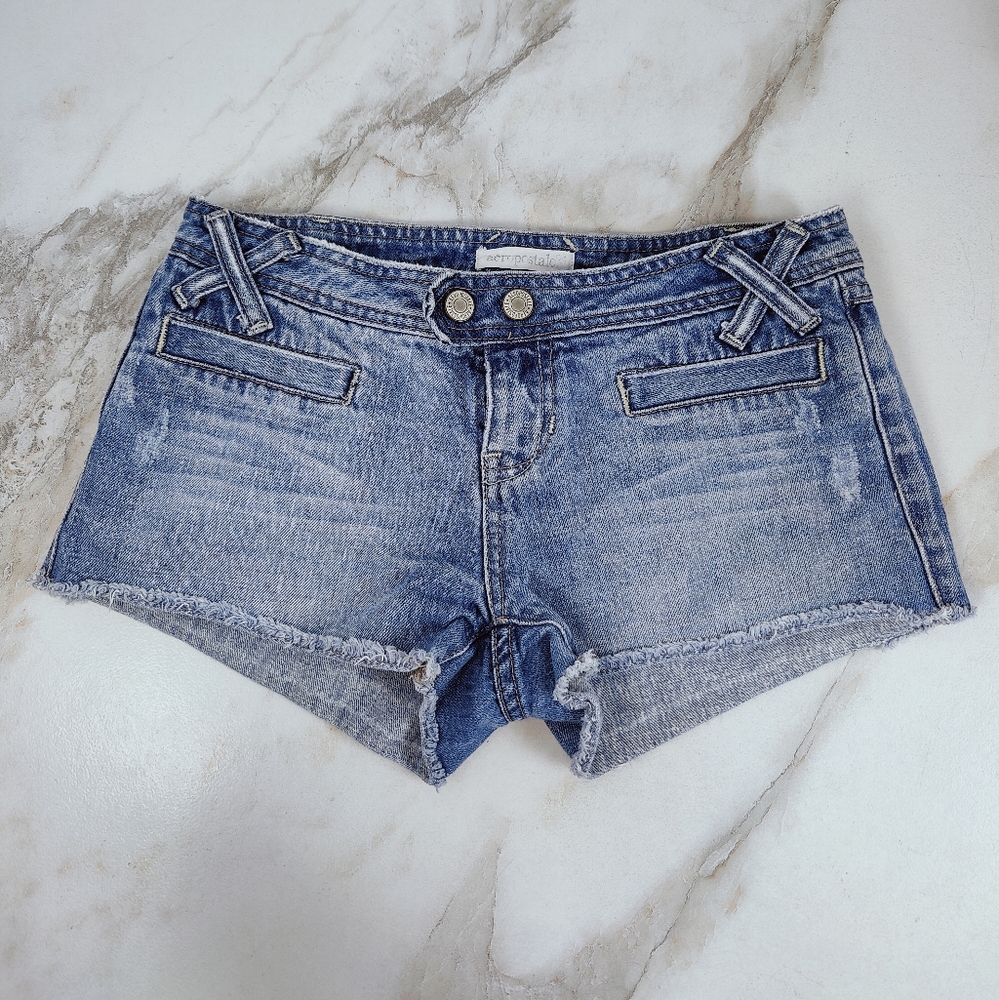 VTG Y2K Aeropostale Low 7" Rise Jean Short Shorts 2" Inseam, Sz 1/2